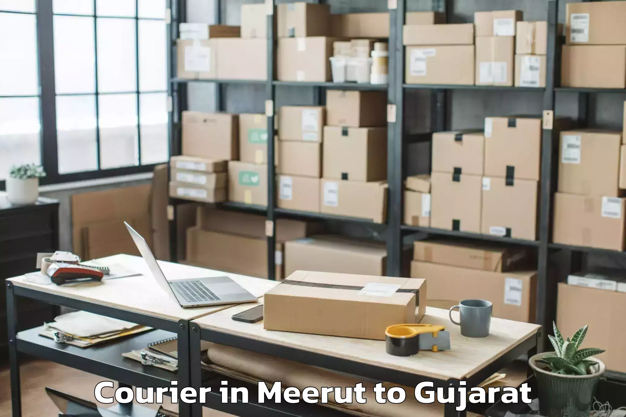 Easy Meerut to Hansot Courier Booking